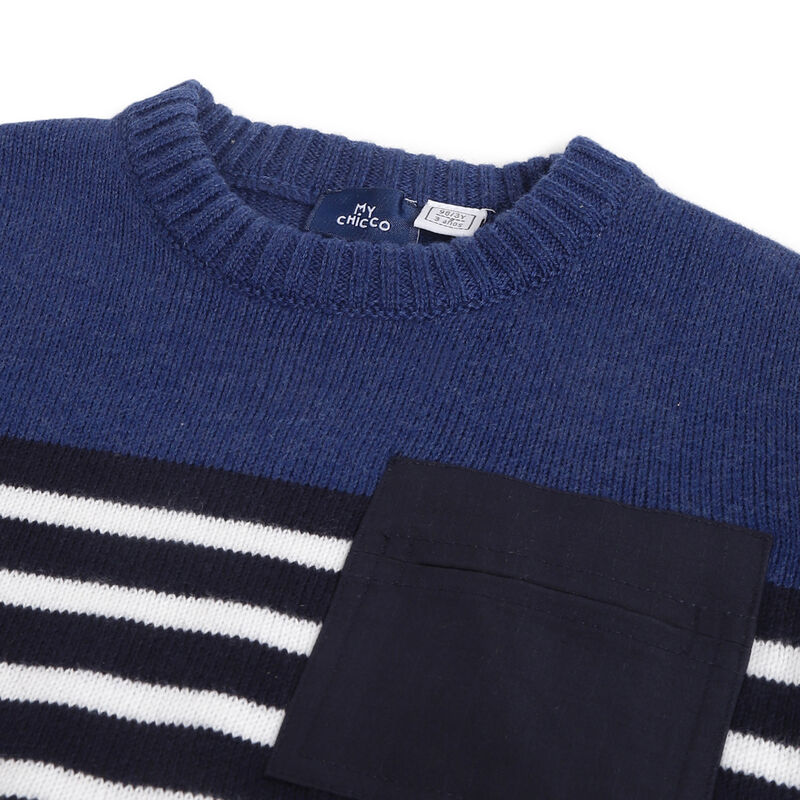 Boys Medium Blue Striped Pullover image number 2